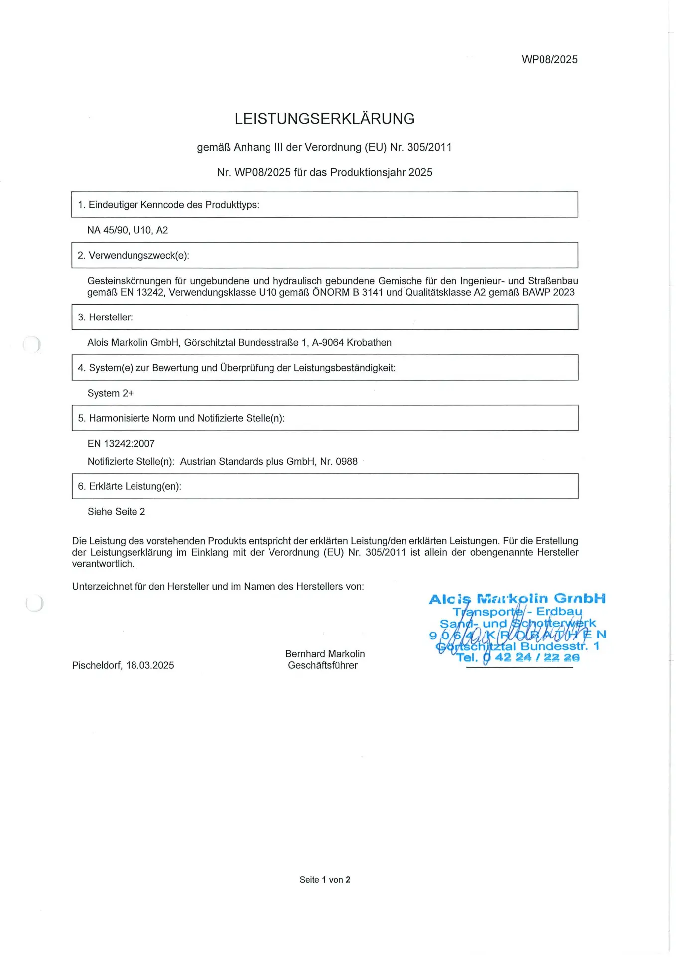 Leistungserklärung