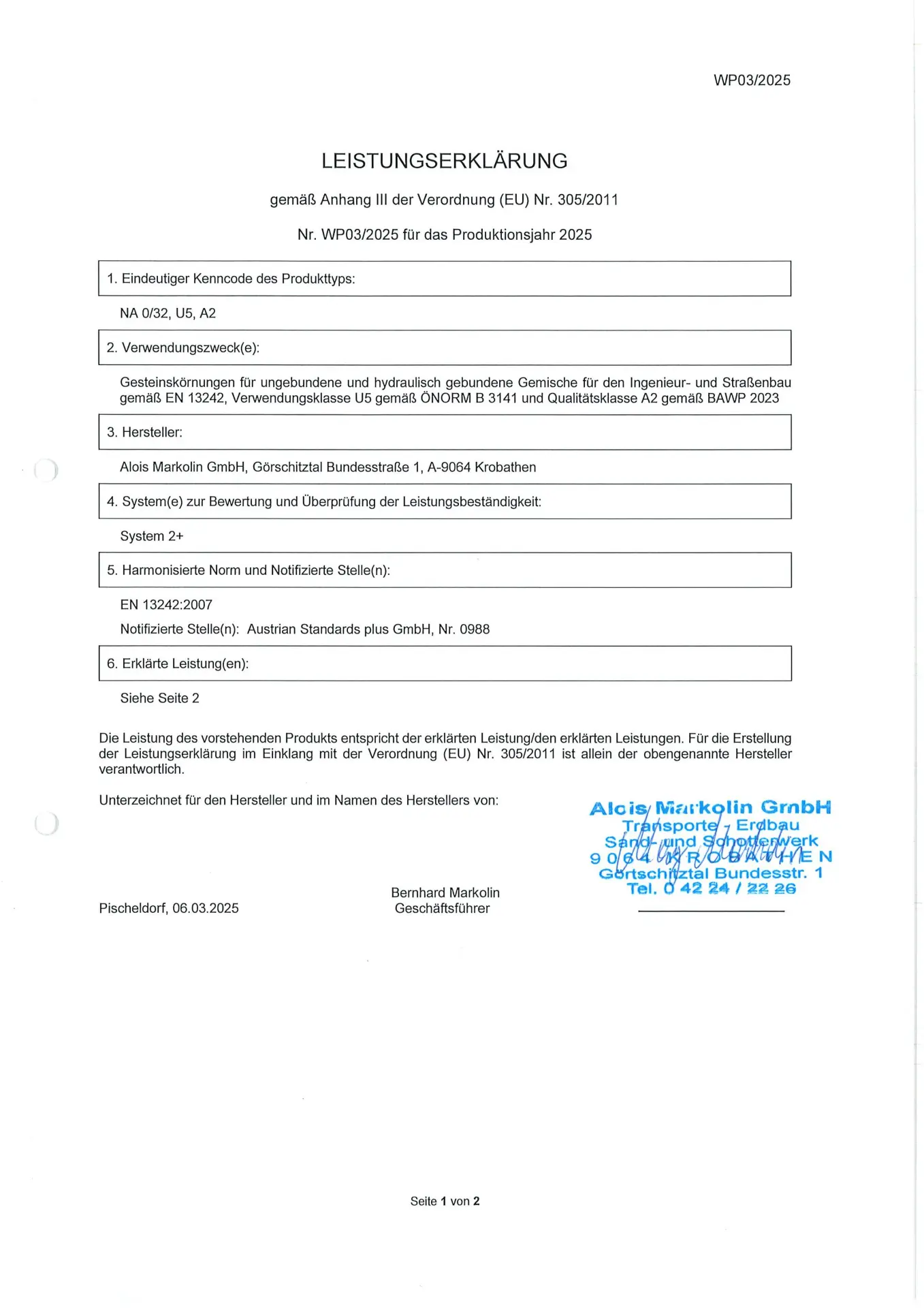 Leistungserklärung