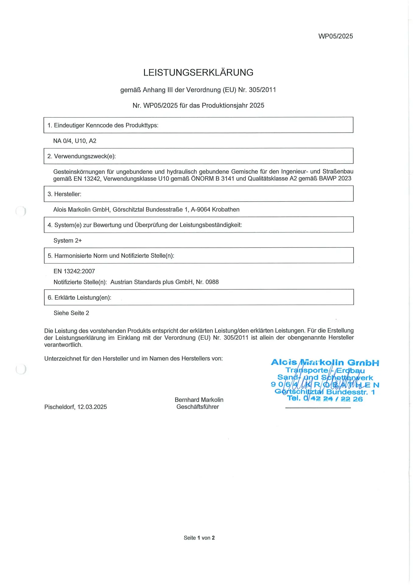 Leistungserklärung